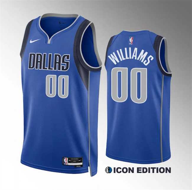 Mens Dallas Mavericks #00 Brandon Williams Blue Icon Edition Stitched Basketball Jersey Dzhi